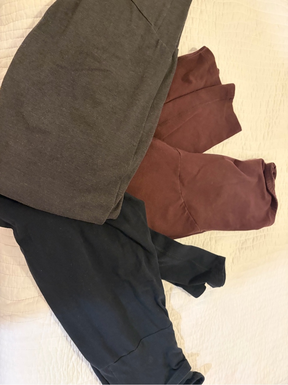 Maternity Leggings Sonoma Bundle of 3 - Deep Burgundy, Black, Dark Gray